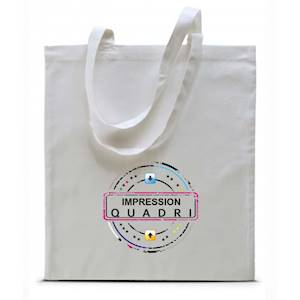 Impression (maxi 20x20cm) sur sac shopping blanc 36cmx42cm anses courtes KIMOOD KI0223